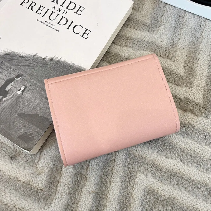 Realaiot Small Wallet Women Short Cute Girls Wallet Patchwork Credit Bank Card Holder Wallets Metal Buckle Purses Female Coin Purse