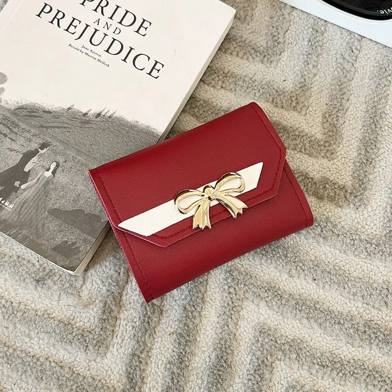 Realaiot Small Wallet Women Short Cute Girls Wallet Patchwork Credit Bank Card Holder Wallets Metal Buckle Purses Female Coin Purse