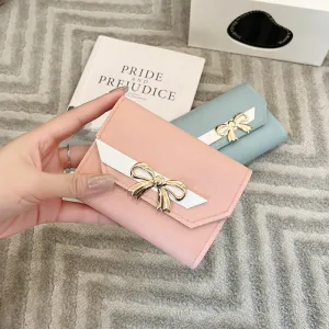 Realaiot Small Wallet Women Short Cute Girls Wallet Patchwork Credit Bank Card Holder Wallets Metal Buckle Purses Female Coin Purse