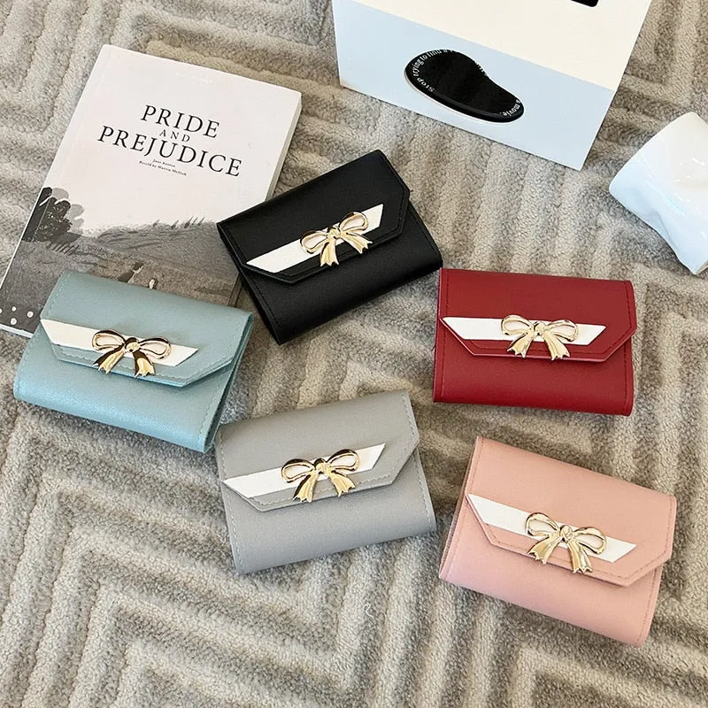 Realaiot Small Wallet Women Short Cute Girls Wallet Patchwork Credit Bank Card Holder Wallets Metal Buckle Purses Female Coin Purse
