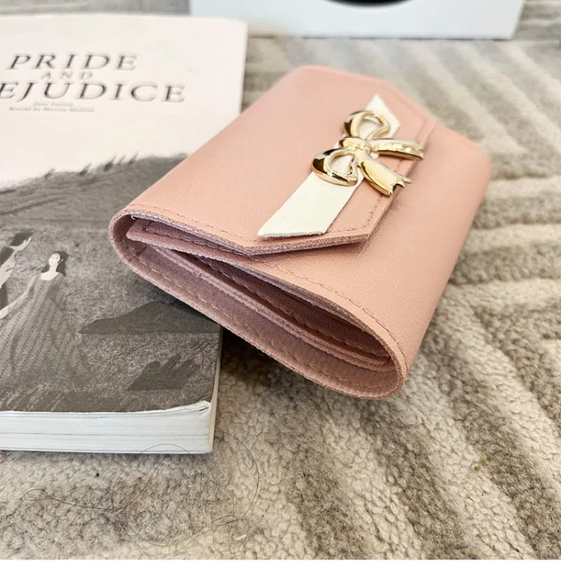 Realaiot Small Wallet Women Short Cute Girls Wallet Patchwork Credit Bank Card Holder Wallets Metal Buckle Purses Female Coin Purse