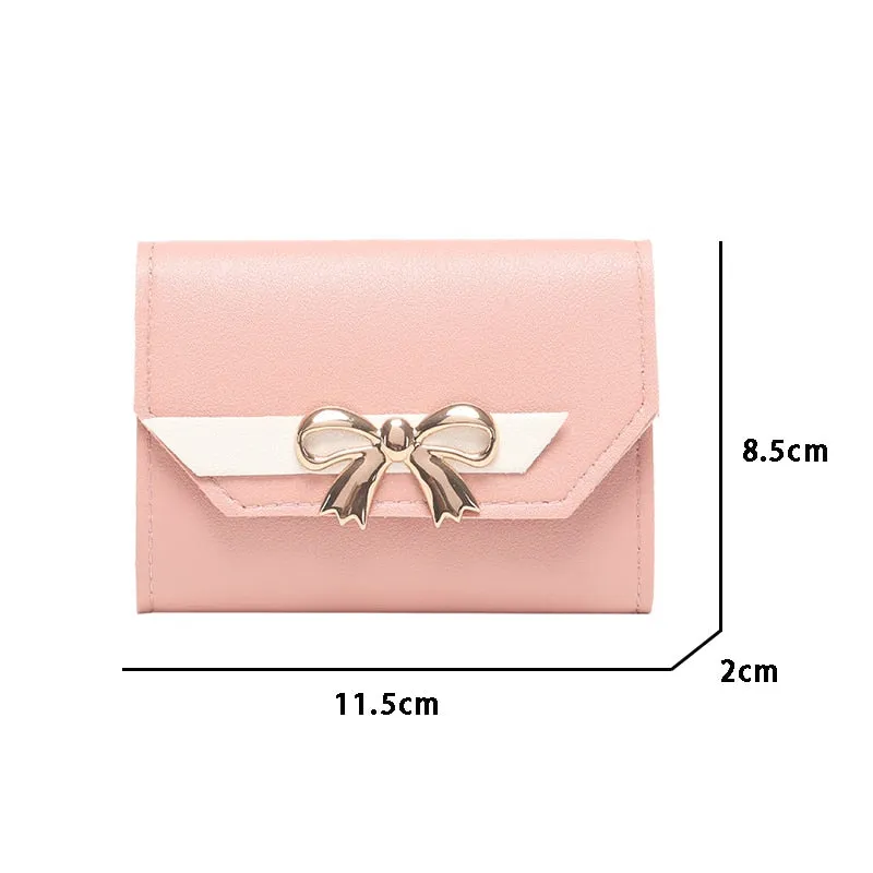 Realaiot Small Wallet Women Short Cute Girls Wallet Patchwork Credit Bank Card Holder Wallets Metal Buckle Purses Female Coin Purse