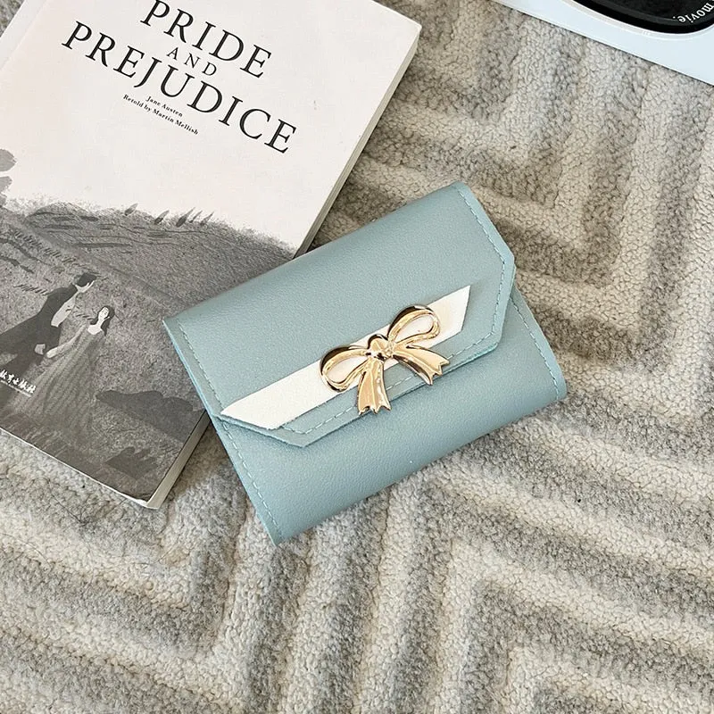 Realaiot Small Wallet Women Short Cute Girls Wallet Patchwork Credit Bank Card Holder Wallets Metal Buckle Purses Female Coin Purse