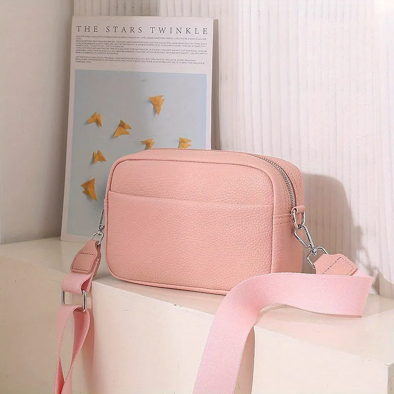 realaiot  Solid Color Crossbody Bag, Litchi Pattern Shoulder Bag, Women's Small Square Purses