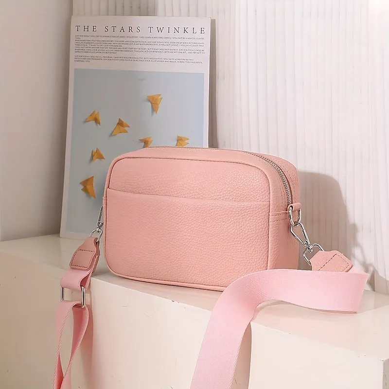 realaiot  Solid Color Crossbody Bag, Litchi Pattern Shoulder Bag, Women's Small Square Purses