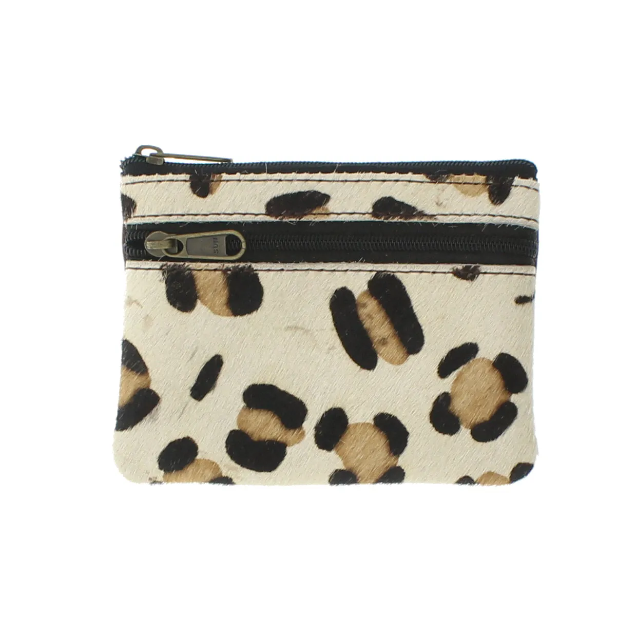 Recycled Leather Small Coin Purse Animal Print