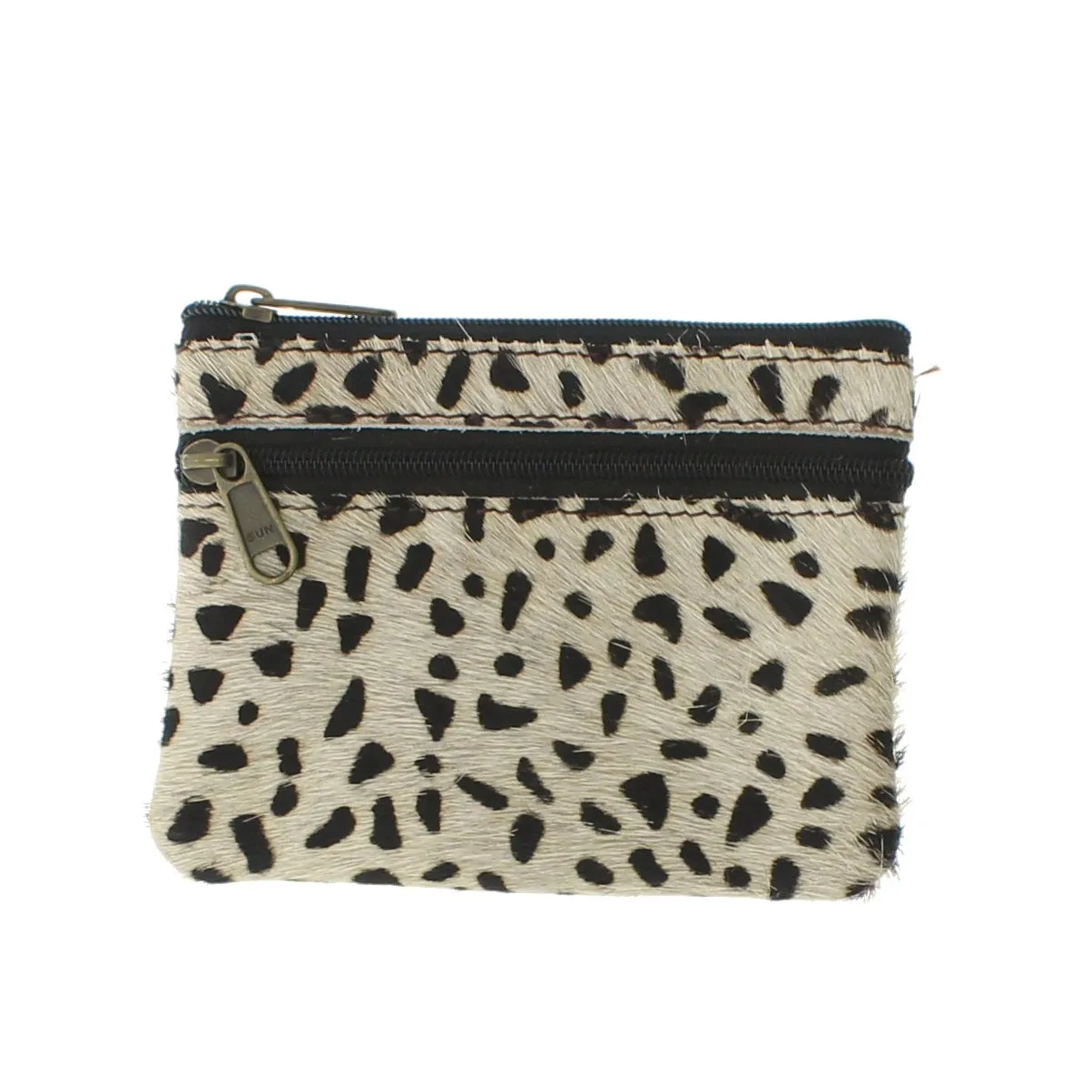 Recycled Leather Small Coin Purse Animal Print