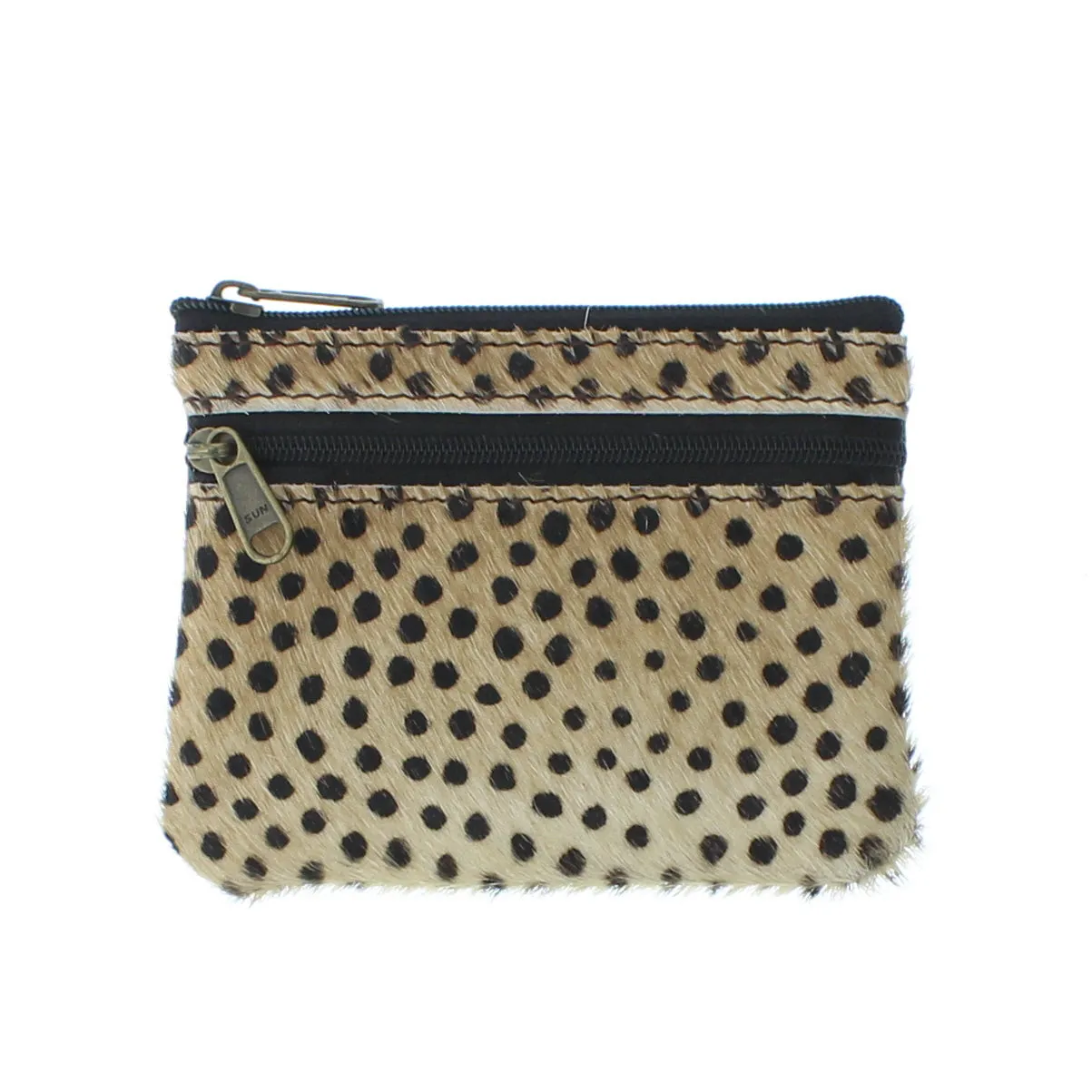 Recycled Leather Small Coin Purse Animal Print