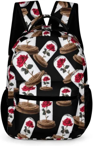 Red Rose Glass Dome Travel Backpack Funny Daypack Lightweight Computer Laptop Bag for Women Men Novelty
