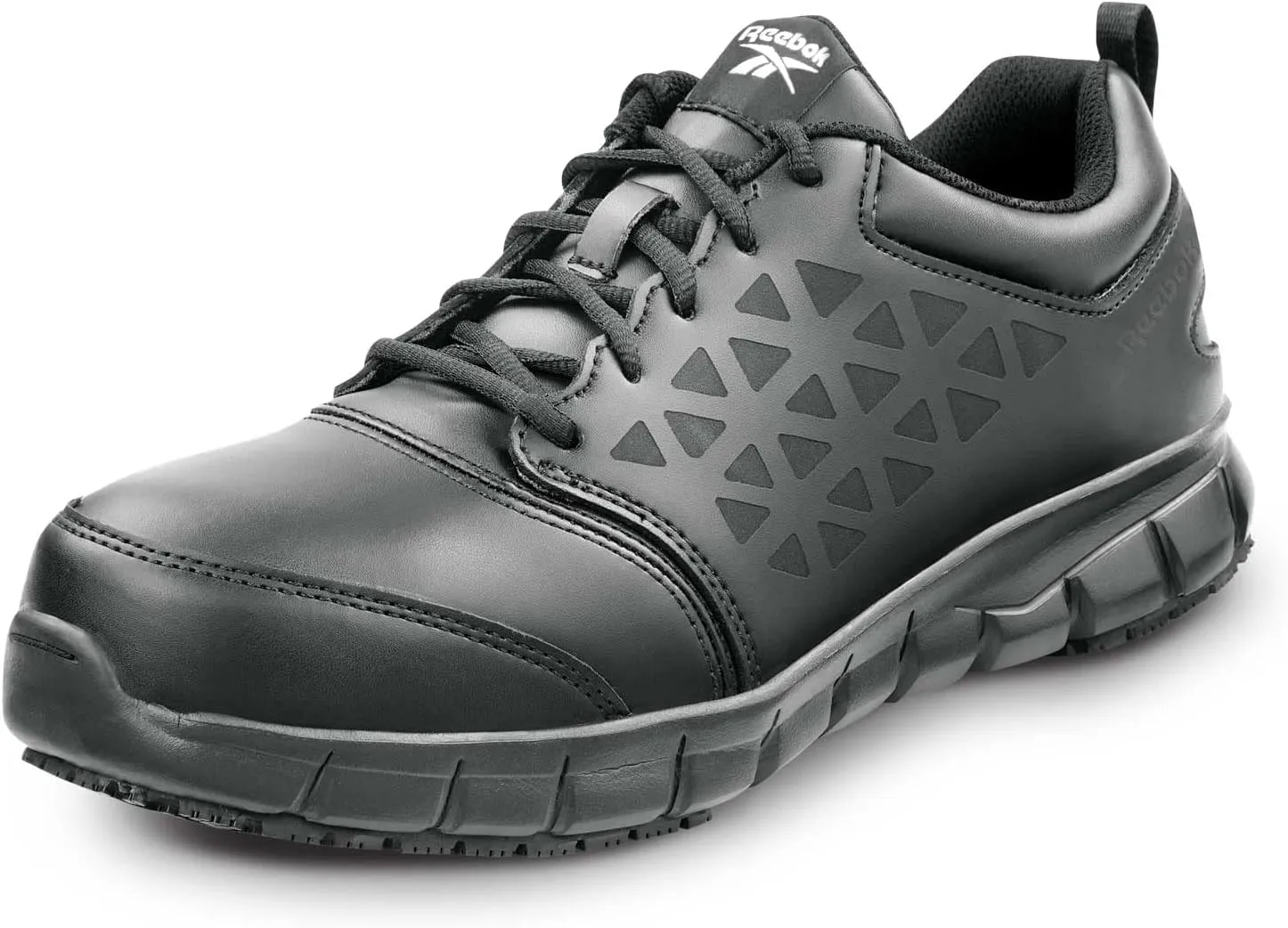 Reebok Work Sublite Cushion Work, Men's, Black, Athletic Style, Composite Toe, EH, MaxTrax Slip Resistant, Work Shoe