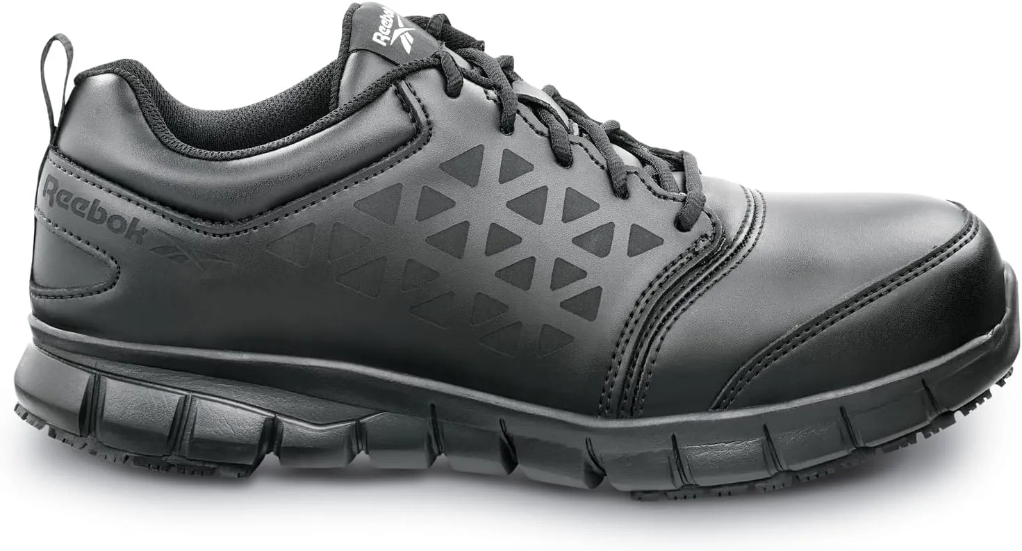 Reebok Work Sublite Cushion Work, Men's, Black, Athletic Style, Composite Toe, EH, MaxTrax Slip Resistant, Work Shoe