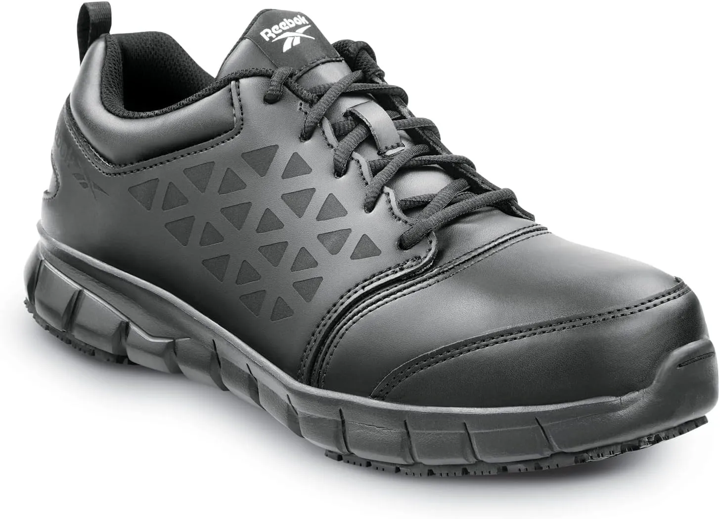 Reebok Work Sublite Cushion Work, Men's, Black, Athletic Style, Composite Toe, EH, MaxTrax Slip Resistant, Work Shoe