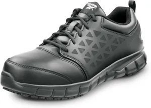 Reebok Work Sublite Cushion Work, Men's, Black, Athletic Style, Composite Toe, EH, MaxTrax Slip Resistant, Work Shoe
