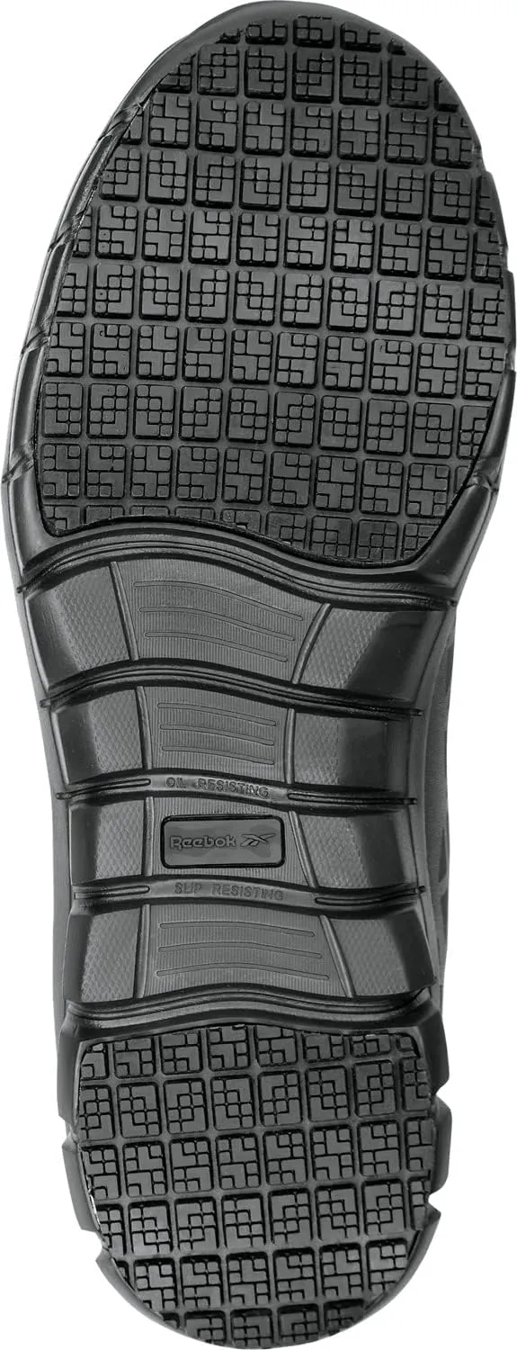 Reebok Work Sublite Cushion Work, Men's, Black, Mid-Athletic Style, MaxTrax Slip Resistant, Soft Toe Work Shoe