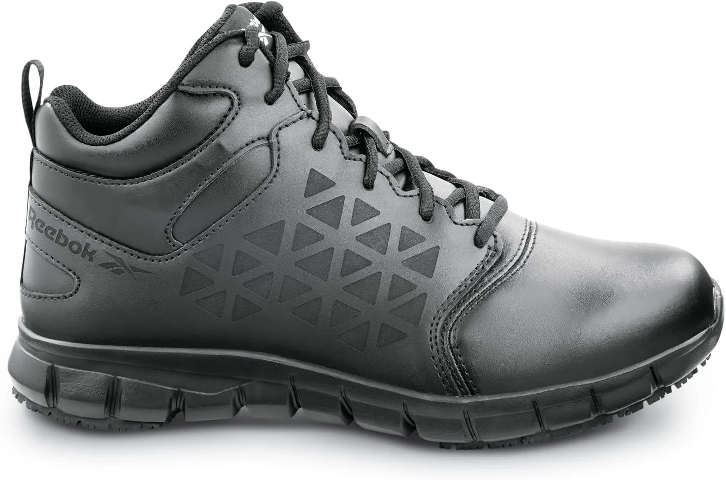 Reebok Work Sublite Cushion Work, Men's, Black, Mid-Athletic Style, MaxTrax Slip Resistant, Soft Toe Work Shoe