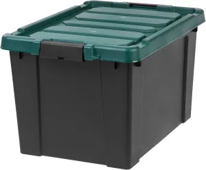 Remington 18 Gallon Loackable Storage Totes with Lids, Green Lid, Heavy-Duty Durable Stackable Containers, Large Garage Organizing Bins Moving Tubs, Rugged Sturdy Equipment Utility Tool Box