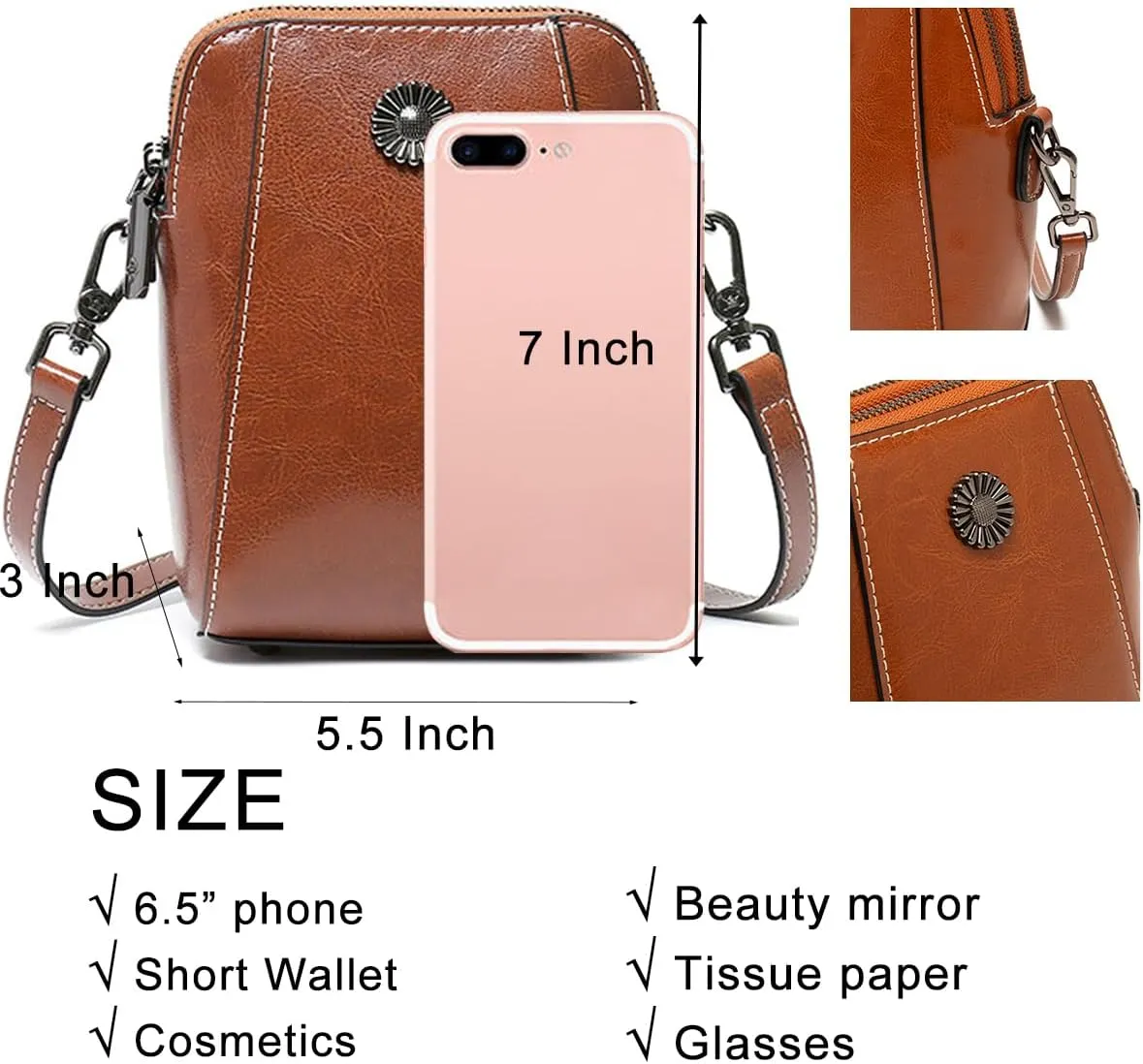 Retro All-Match Vertical Cellphone Bag,Small Leather Crossbody Purse Shoulder Crossbody Bags for Women