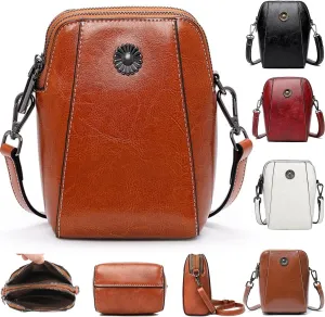 Retro All-Match Vertical Cellphone Bag,Small Leather Crossbody Purse Shoulder Crossbody Bags for Women