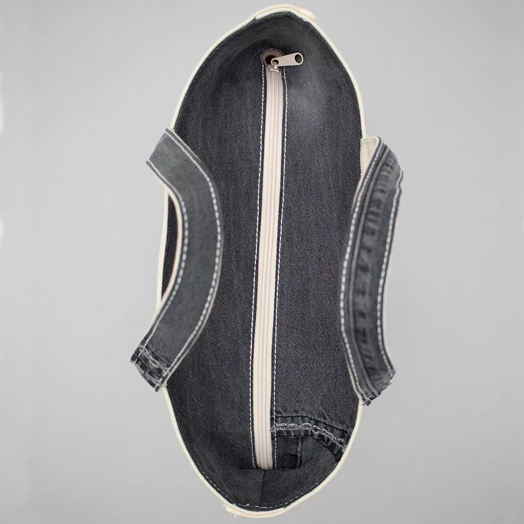 Reused Denim Tote Bag - Black Denim