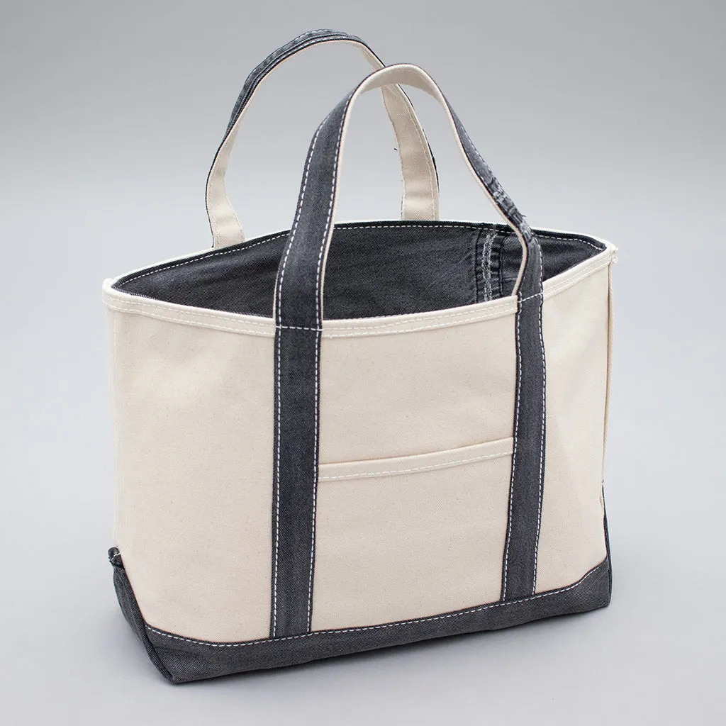 Reused Denim Tote Bag - Black Denim
