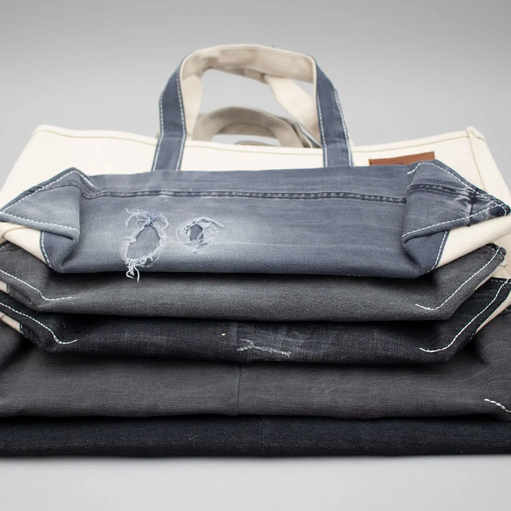 Reused Denim Tote Bag - Black Denim
