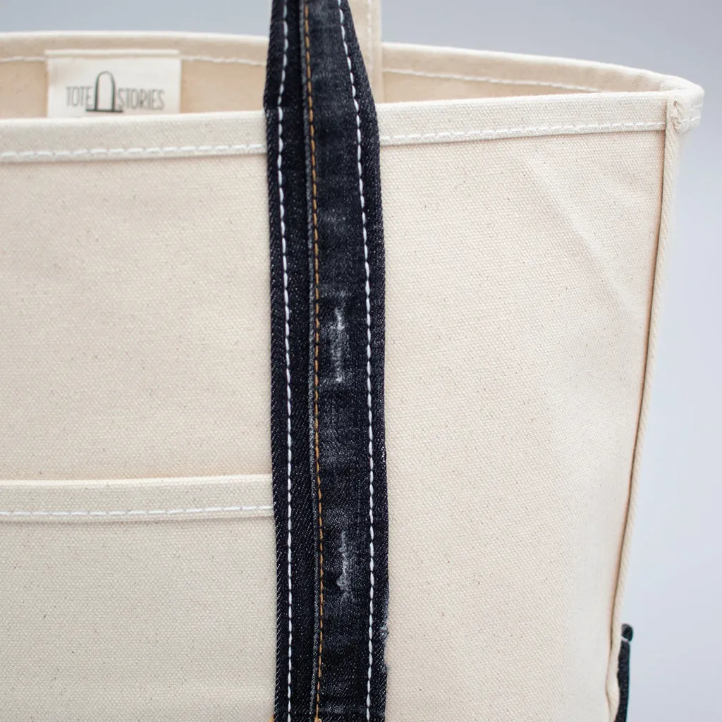Reused Denim Tote Bag - Black Denim
