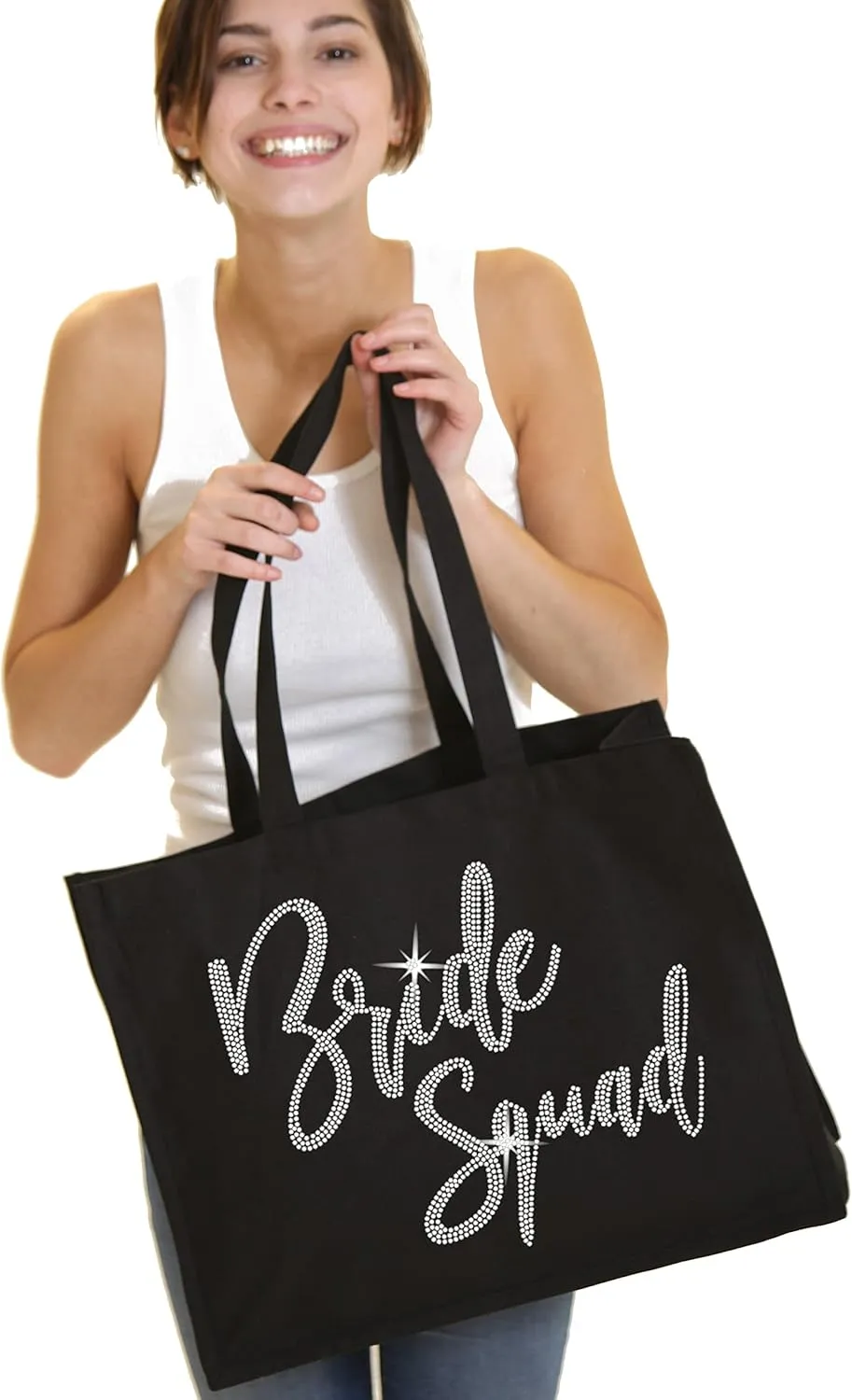 Rhinestone Canvas Bride Tote - Bride to Be Gift Bags JUMBO SIZE 18" x 14" Tote Bag - Tote Bag Bridal Gifts