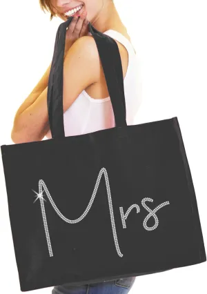 RhinestoneSash Bride & Bridal Party XL 18" x 14" Tote Bag - Bride, Bridesmaid, Maid of Honor Bridal Shower Gift