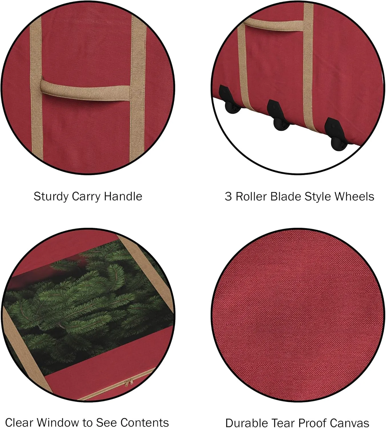 Rolling Christmas Tree Storage Bag - Heavy-Duty Storage Bags for 12FT Artificial Trees, Seasonal Décor, Packing, Moving, and More by Elf Stor (Red)