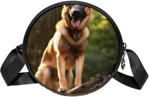 Round Crossbody Bags for Traveling, Womens Purses, German Shepherd Dog