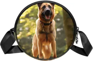 Round Purses for women crossbody bag, Small Shoulder Bag, German Shepherd Dog Pattern