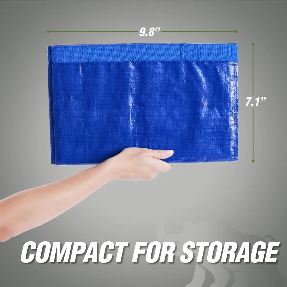RUGGED RHINO Heavy Duty Extra Large Moving Bags, 50lb Capacity Tote, Durable Water and Puncture Resistant Winter Clothes Storage Totes for Moving, Strong Carry Handles and Zippers, 2 Pack Translucent