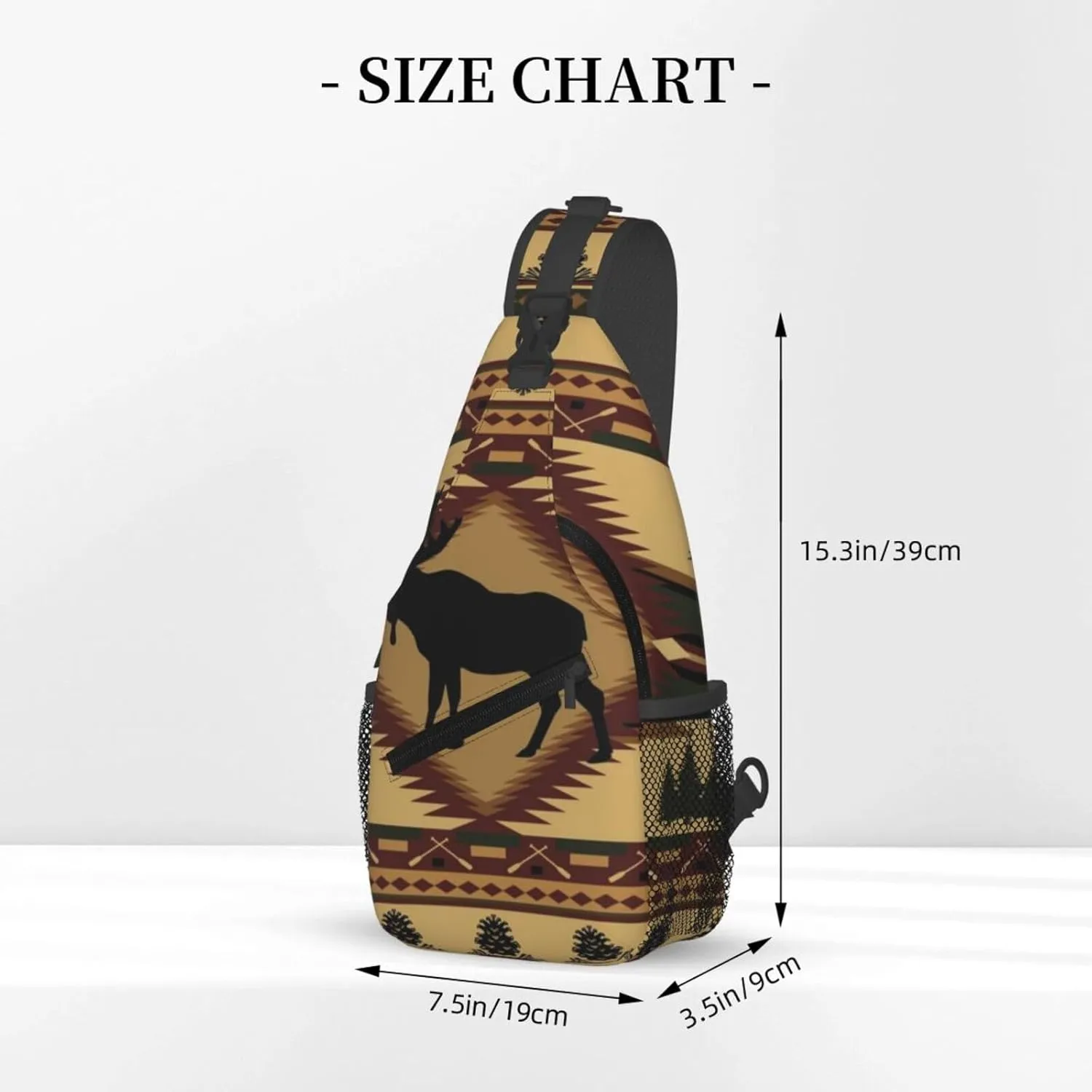 Rustic Lodge Bear Moose Deer Men'S Crossbody Bag Travel Hiking Shoulder Backpack Chest Bag