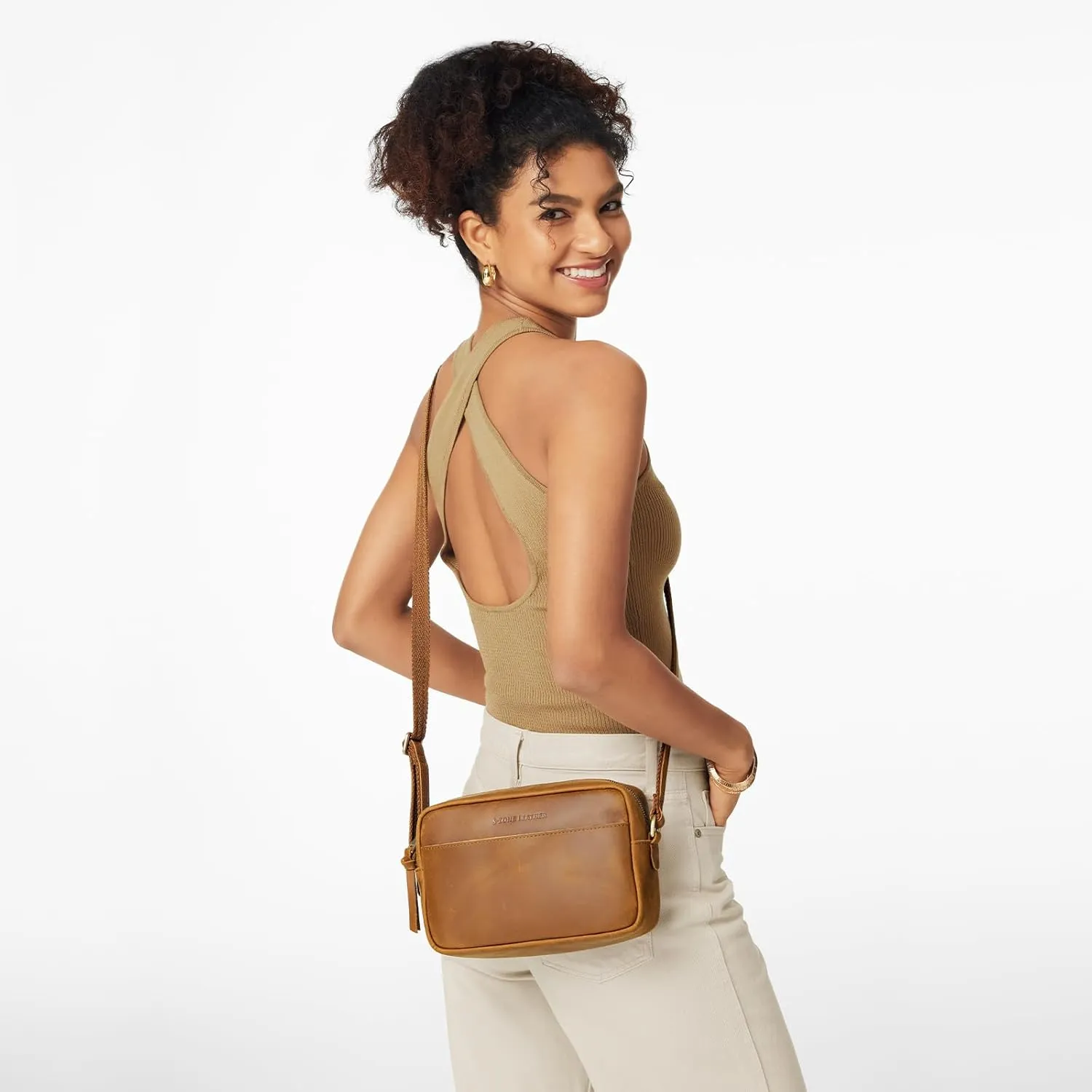 S-ZONE Crossbody Bags for Women Top Grain Leather Shoulder Handbags Camera Bag Purse Adjustable Strap Travel Daily Gift