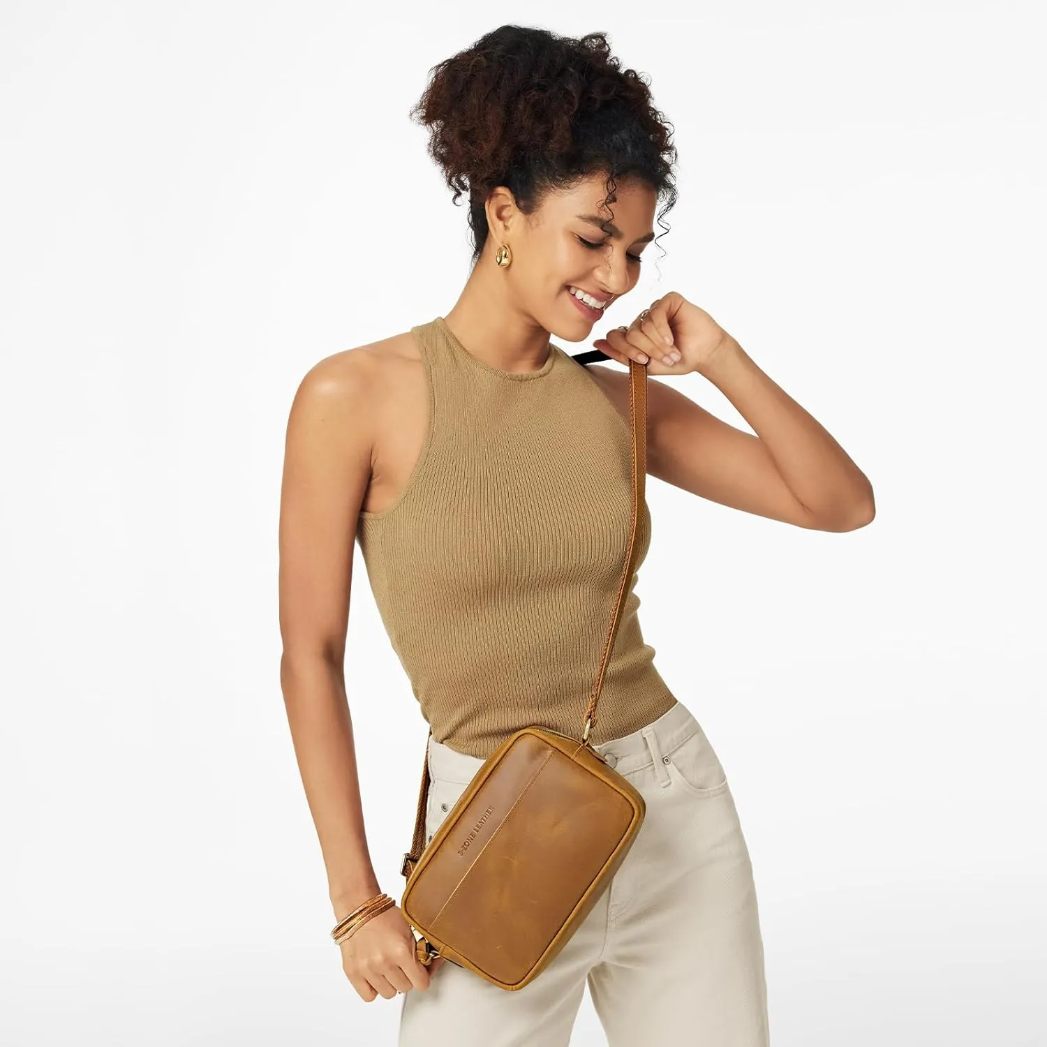 S-ZONE Crossbody Bags for Women Top Grain Leather Shoulder Handbags Camera Bag Purse Adjustable Strap Travel Daily Gift