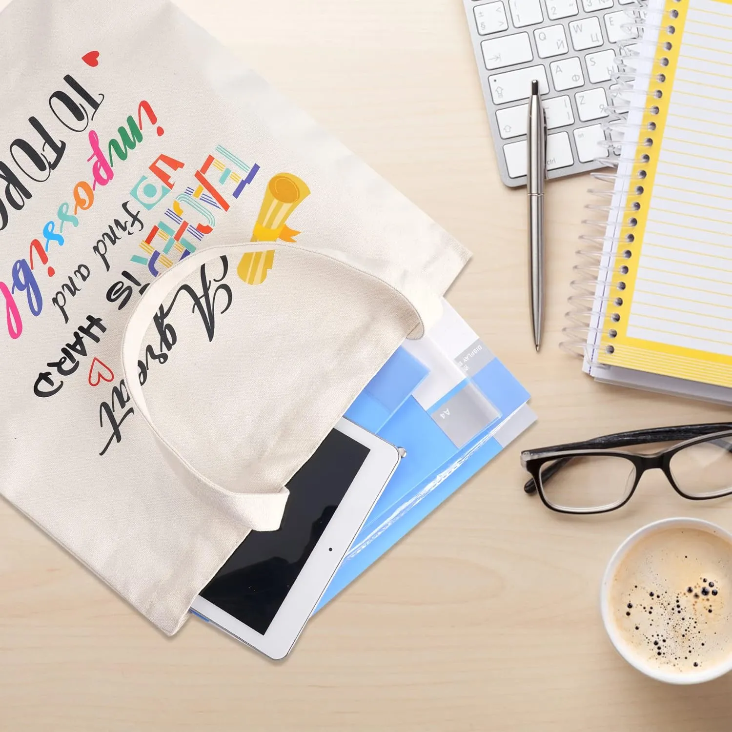 SAIWEILAI ONLINE 8 Pieces Teacher Canvas Totes Bag Teacher Appreciation Gifts Teacher of the Year Appreciation Gifts