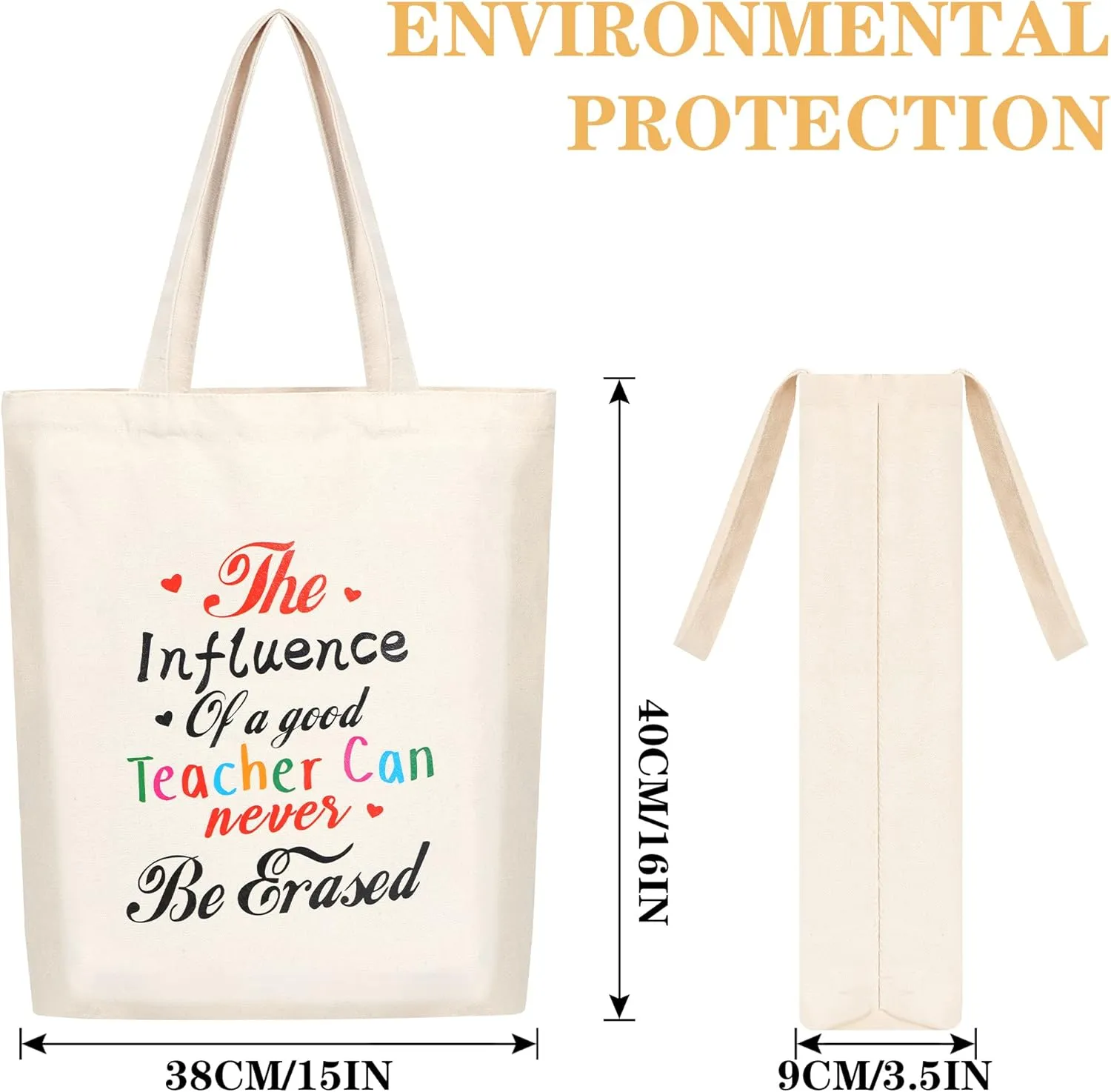 SAIWEILAI ONLINE 8 Pieces Teacher Canvas Totes Bag Teacher Appreciation Gifts Teacher of the Year Appreciation Gifts