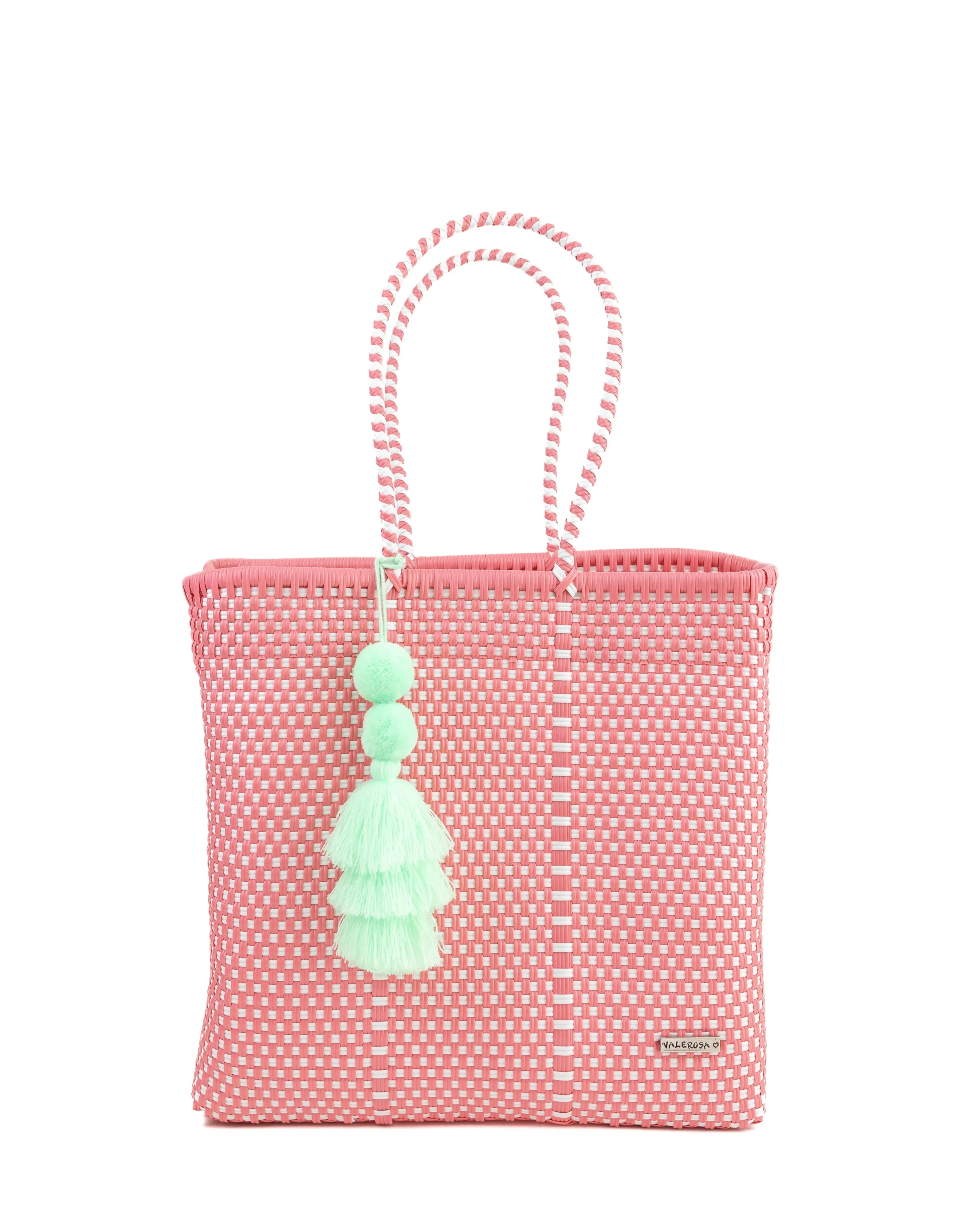 Salmon and White Checkers Jumbo Tote