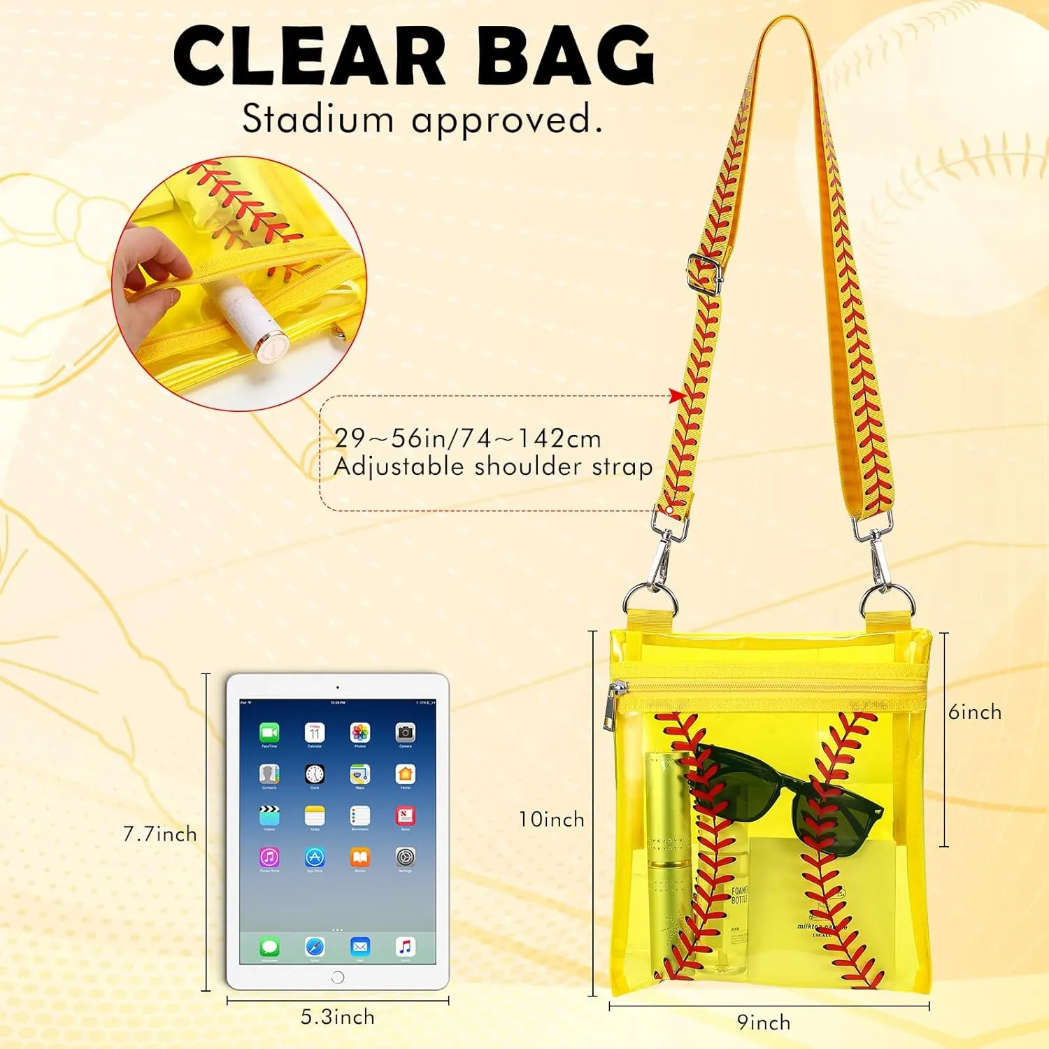 Sanwuta Clear Stadium Approved Crossbody Purse Bag with Adjustable Shoulder Strap Transparent Purse Handbags for Sporting