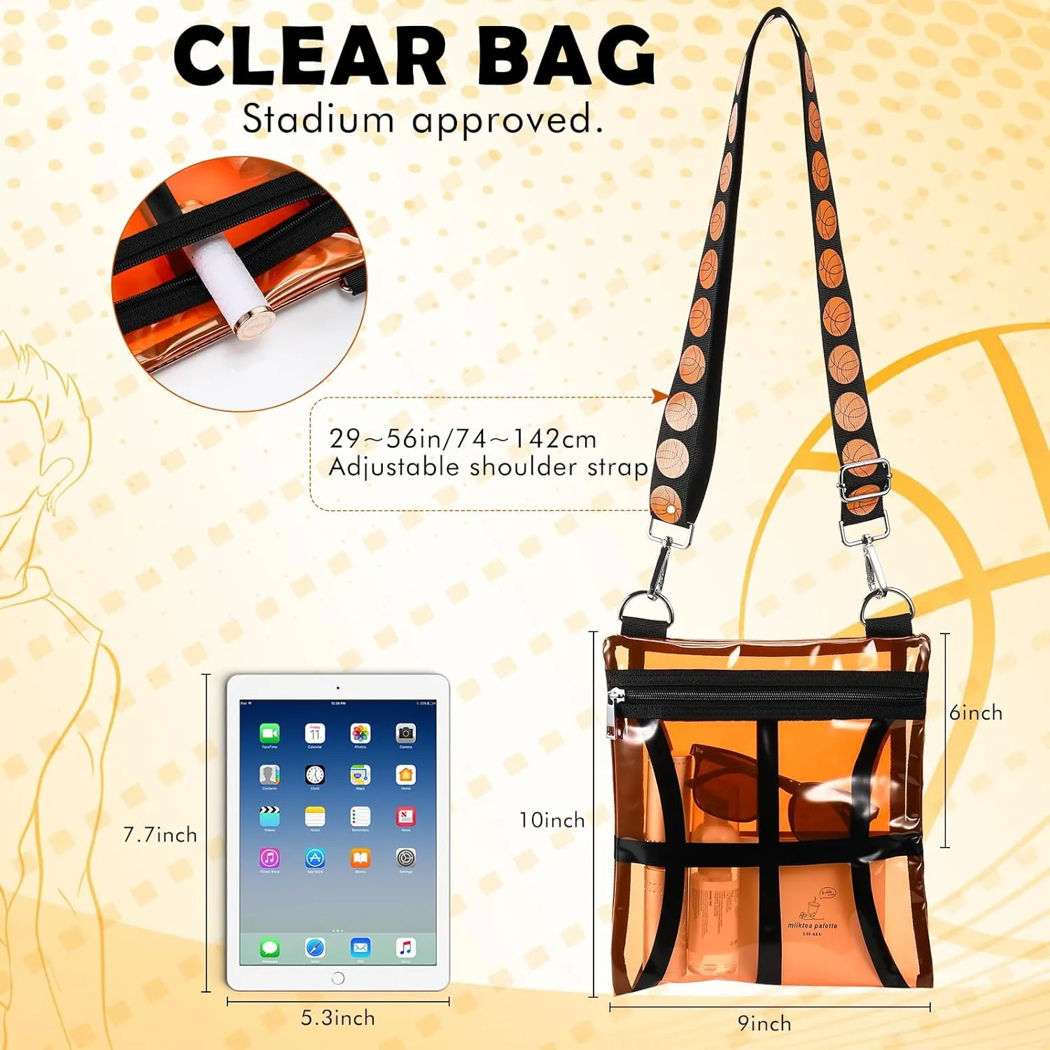 Sanwuta Clear Stadium Approved Crossbody Purse Bag with Adjustable Shoulder Strap Transparent Purse Handbags for Sporting
