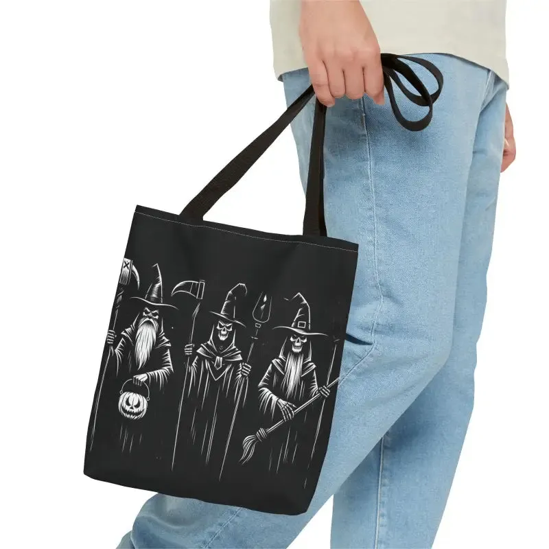 Scary Witch Aop Tote with Black Cotton Handles