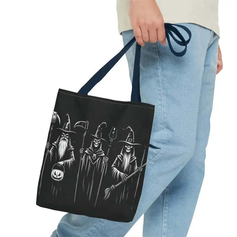 Scary Witch Aop Tote with Black Cotton Handles