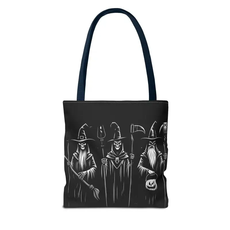 Scary Witch Aop Tote with Black Cotton Handles