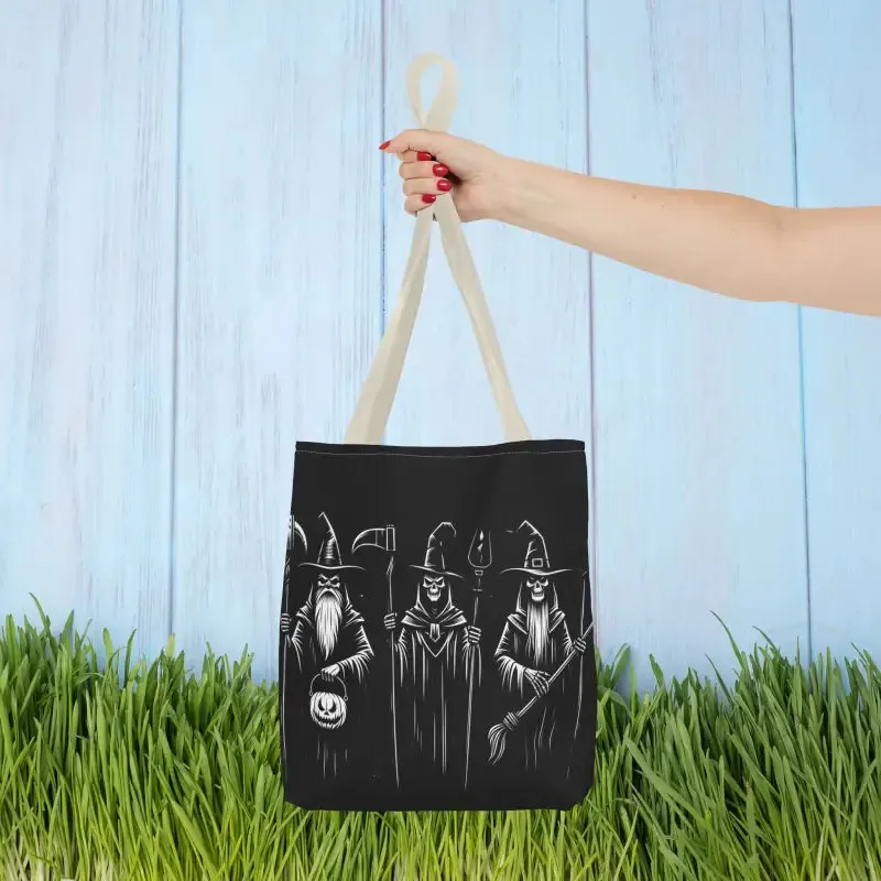 Scary Witch Aop Tote with Black Cotton Handles