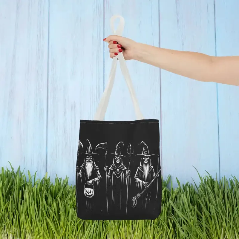 Scary Witch Aop Tote with Black Cotton Handles