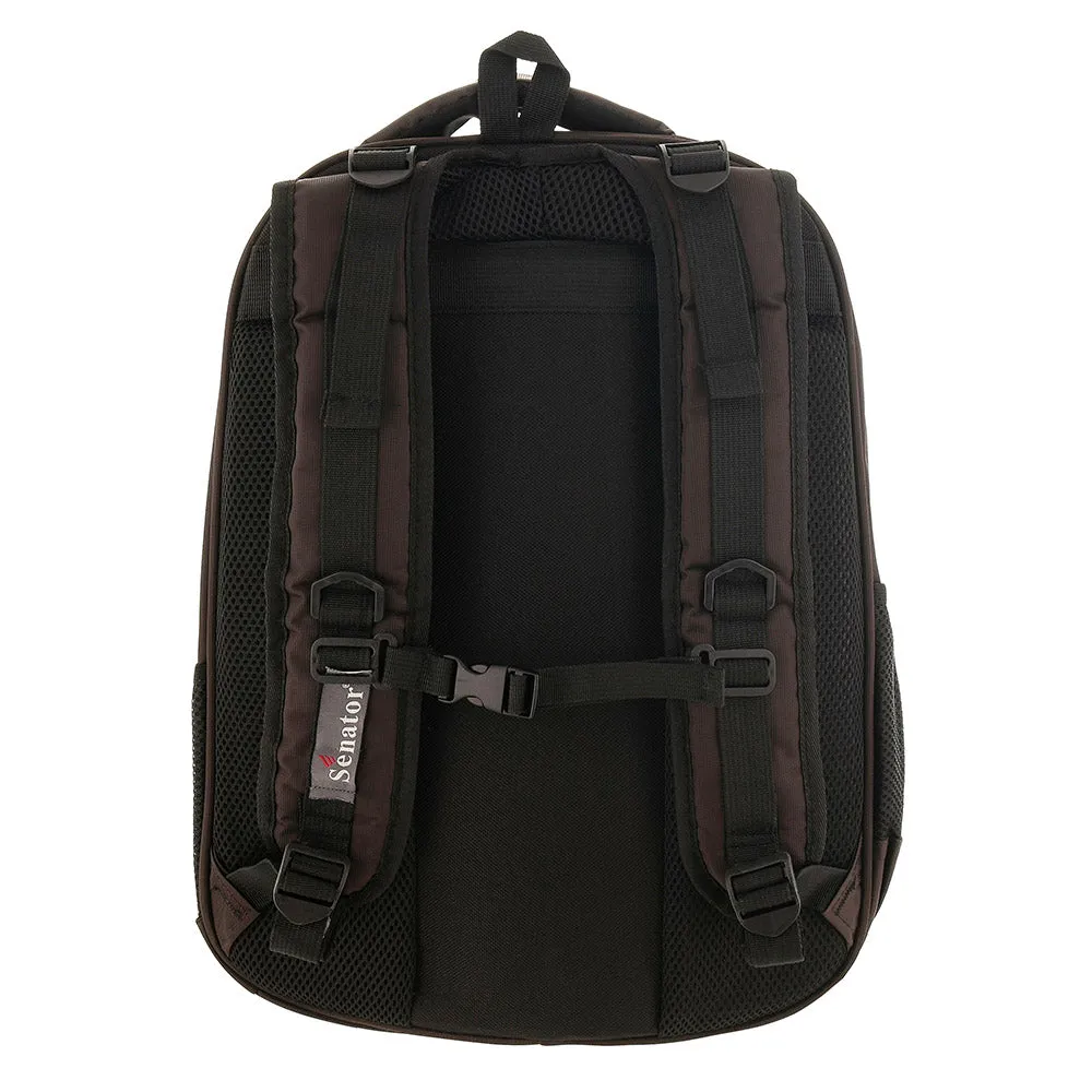 Senator Backpack Unisex Nylon Lightweight Water Resistant With Laptop Compartment For Travel Business College School bag 18 Inch Casual Hiking Travel Daypack KH3006 (Coffee)