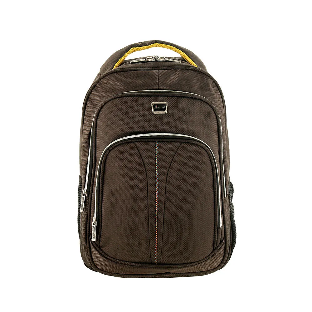 Senator Backpack Unisex Nylon Lightweight Water Resistant With Laptop Compartment For Travel Business College School bag, 41 Cm Casual Hiking Travel Daypack KH3003 (Brown)