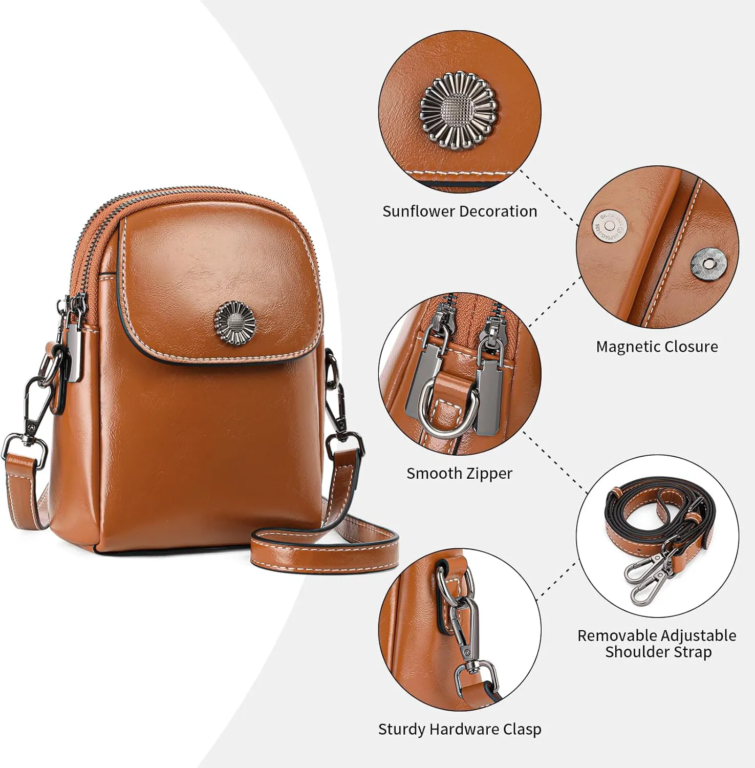 SENDEFN Cell Phone Purses for Women Small Crossbody Bag Shoulder Handbag with Adjustable Strap