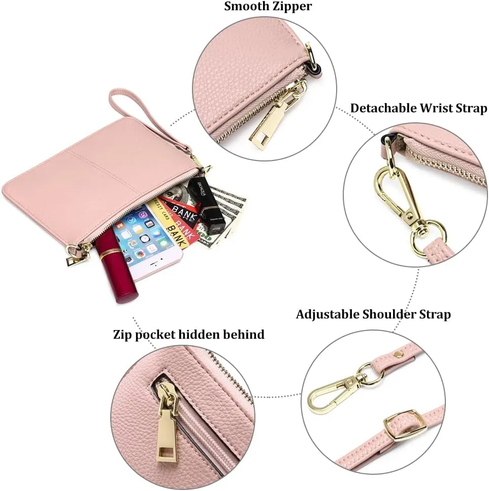 SENDEFN Leather Wristlet Clutch Small Women Crossbody Shoulder Bag Wallet Purses RIFD Card Slots