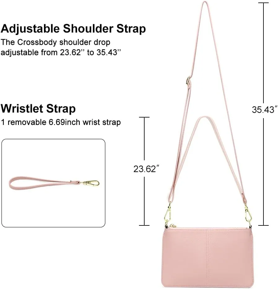 SENDEFN Leather Wristlet Clutch Small Women Crossbody Shoulder Bag Wallet Purses RIFD Card Slots